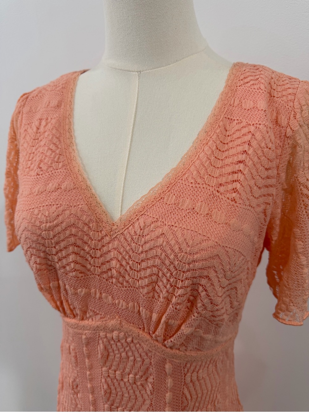 Rabbit Rabbit Rabbit Peach Lace Fit & Flare Dress 6 Fairy Romantic - Picture 9 of 13